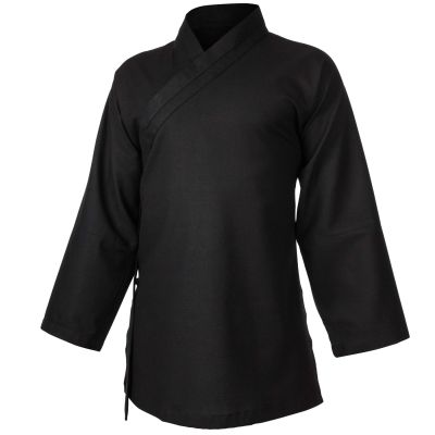 Leinen (Mittel) Kung Fu & Tai Chi Shirt Diagonaler Kragen Schwarz 