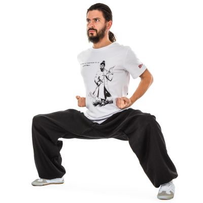 Leinen (schwer) Kung Fu & Tai Chi Trainingshose Schwarz Action